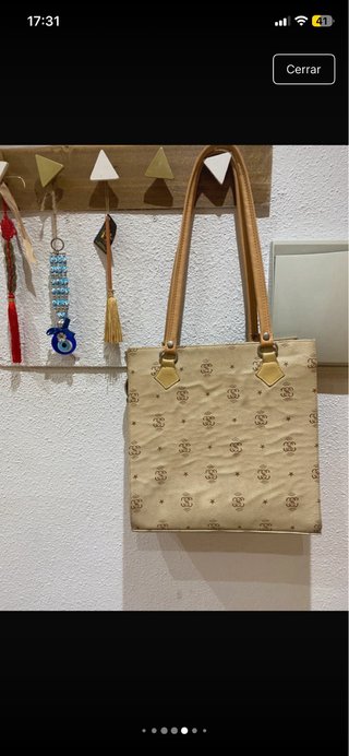Bolso de mano mujer beige y marrón