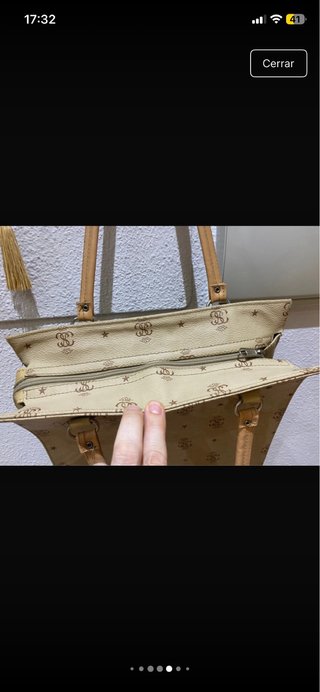 Bolso de mano mujer beige y marrón