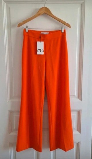 Pantalón Zara Flare Naranja Nuevo Talla M