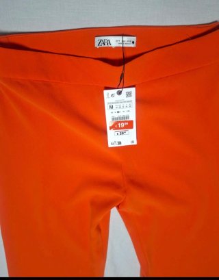 Pantalón Zara Flare Naranja Nuevo Talla M