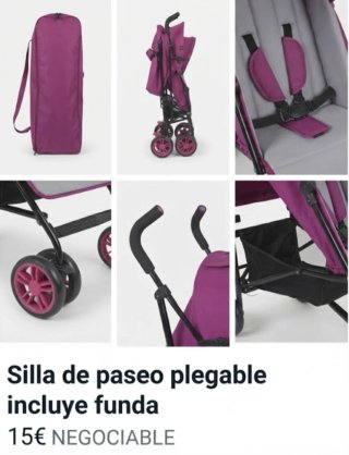 Silla de paseo plegable morada