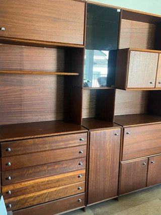 Mueble modular vintage  chapado madera.