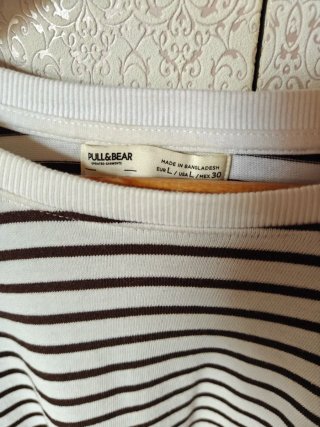 Camiseta manga larga rayas marrón/blanco Pull&Bear