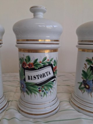 5 Tarros antiguo de porcelana Orégano y otras hier
