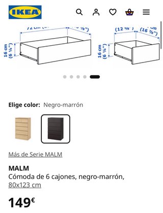 Cómoda 6 cajones IKEA MALM oscura