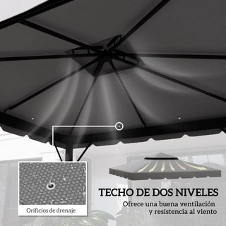 Toldo Recambio Cenador 3x3 Gris Claro Doble