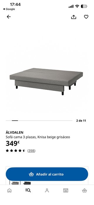 Sofá Cama Ikea Gris Tela