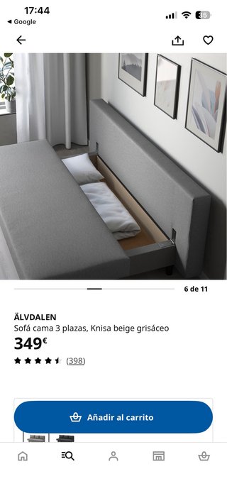 Sofá Cama Ikea Gris Tela