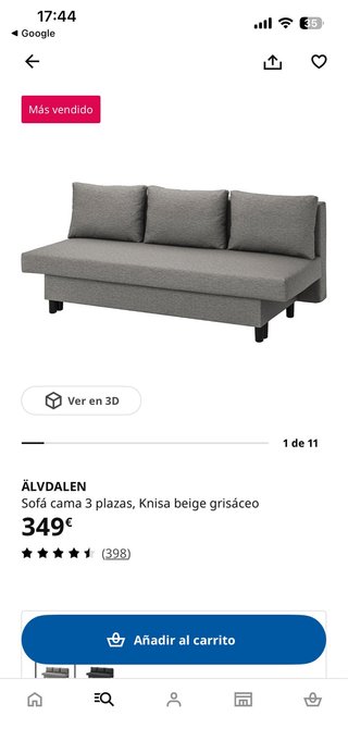 Sofá Cama Ikea Gris Tela