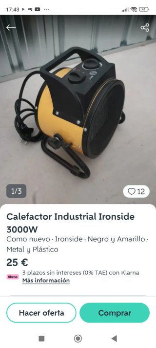 Calentador Eléctrico Industrial Ironside 3 KW