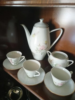 Juego de té porcelana flores rosas