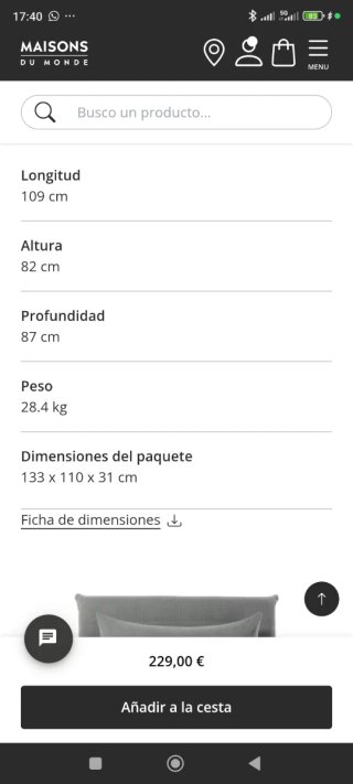 Sofá Cama Individual Gris 109 cm, Maisons du Monde