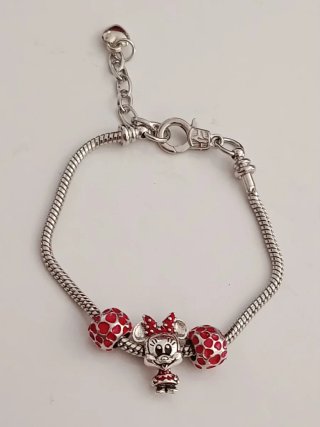 Pulsera Minnie con charms rojos y plateados Disney
