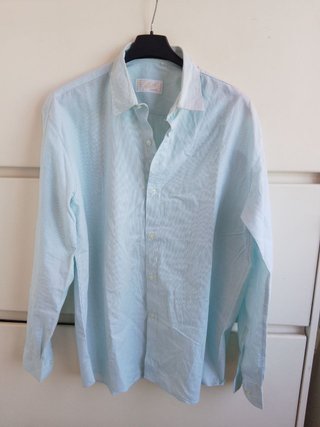 Camicia elegante a righe azzurre e bianche vintage