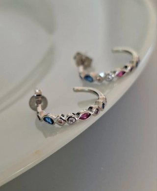 Pendientes Aro Plata Circonitas Colores