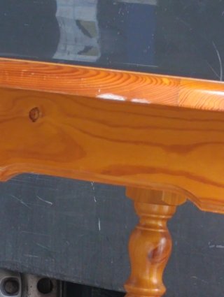 Mesa redonda madera pino y cristal