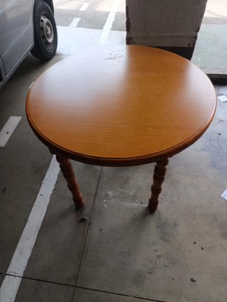 Mesa redonda madera pino y cristal