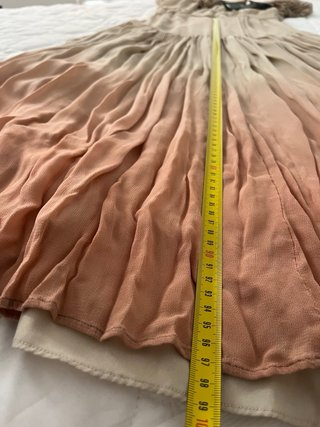 Vestido largo Tintoretto beige y rosa