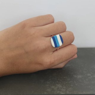 Conjunto joyería artesanal azul y blanco