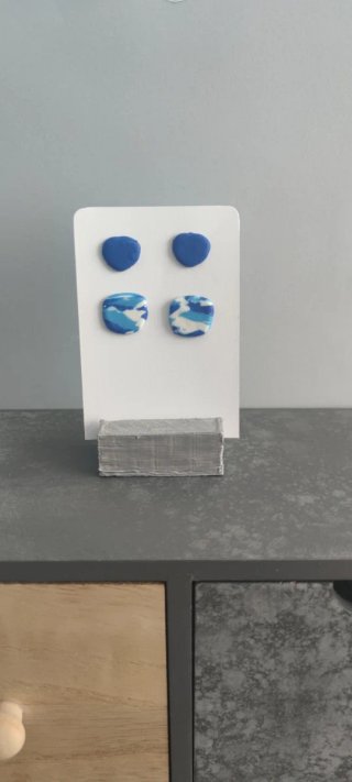 Conjunto joyería artesanal azul y blanco