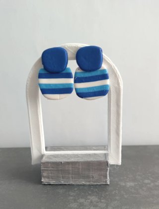 Conjunto joyería artesanal azul y blanco