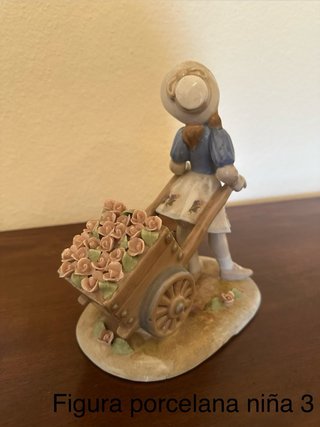 Figura porcelana Bidasoa niña y carrito