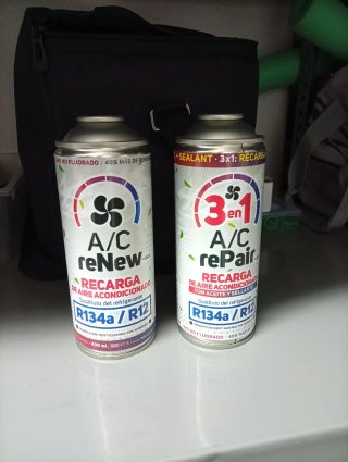 Recarga A/C R134a/R12 reNew y rePair Manómetro+12€