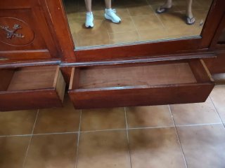 Armario antiguo madera cerezo año 1920 con espejo