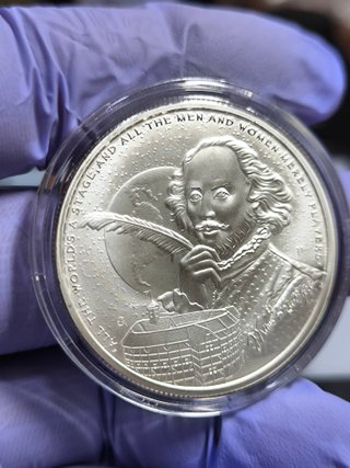 Moneda Plata 1 Onza William Shakespeare Iconos Ins