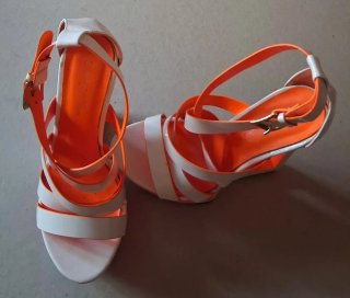 Sandali donna plateau bianchi e arancioni