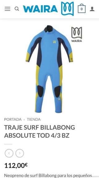 Traje neopreno infantil largo Billabong 4/3 T6