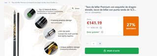 Taco de billar Premium dragón dorado