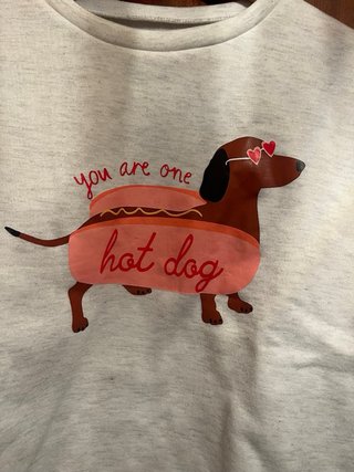Sudadera gris con estampado de perrito hot dog