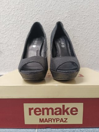 Zapatos tacón efecto piel serpiente negros