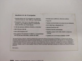 MacBook Air 13' 2018 i5 8 RAM 128+ caja Touch ID