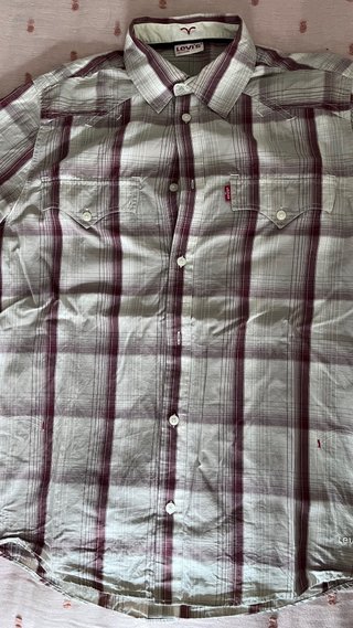 Camisa Levi's cuadros gris y rojo Talla M