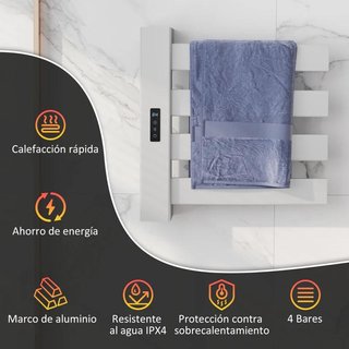 Toallero Eléctrico WiFi 4 Barras Pared Baño Blanco