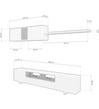 Mueble TV + Estantería + Mueble Alto