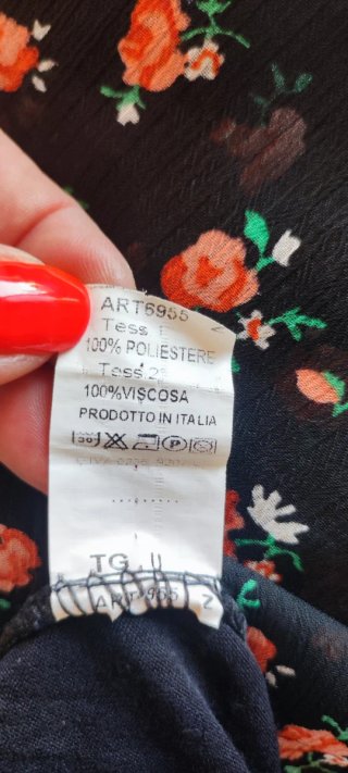 Vestito floreale nero con fiori arancioni