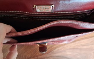 Bolso Loewe Piel Burdeos Vintage Bandolera