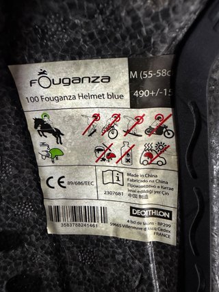 Casco equitación Fouganza azul y blanco