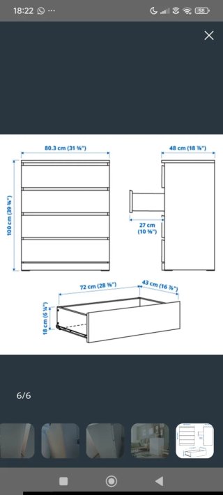 Cómoda 4 cajones Ikea blanca