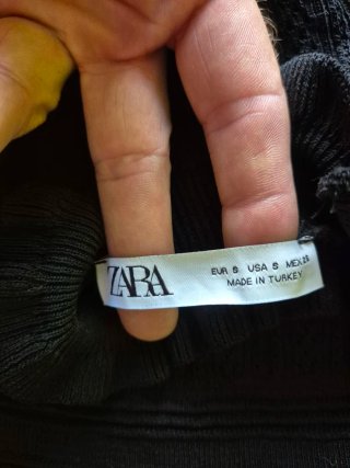 Vestido Zara Negro Volantes Punto Talla S