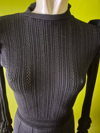 Vestido Zara Negro Volantes Punto Talla S