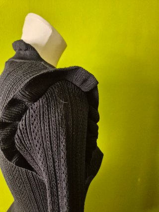 Vestido Zara Negro Volantes Punto Talla S