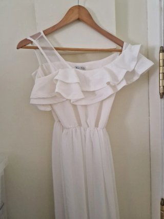 Vestido blanco largo volantes
