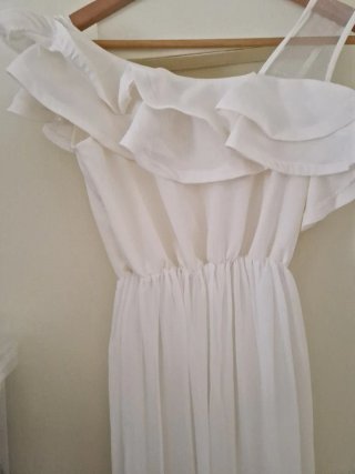 Vestido blanco largo volantes