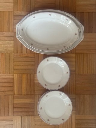 Vajilla Vintage 12 Platos + 2 Fuentes