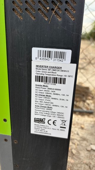 4 Placas Solares 370W + 4 baterías + inversor