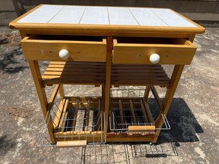 Carrito Auxiliar Cocina Madera y Cerámica